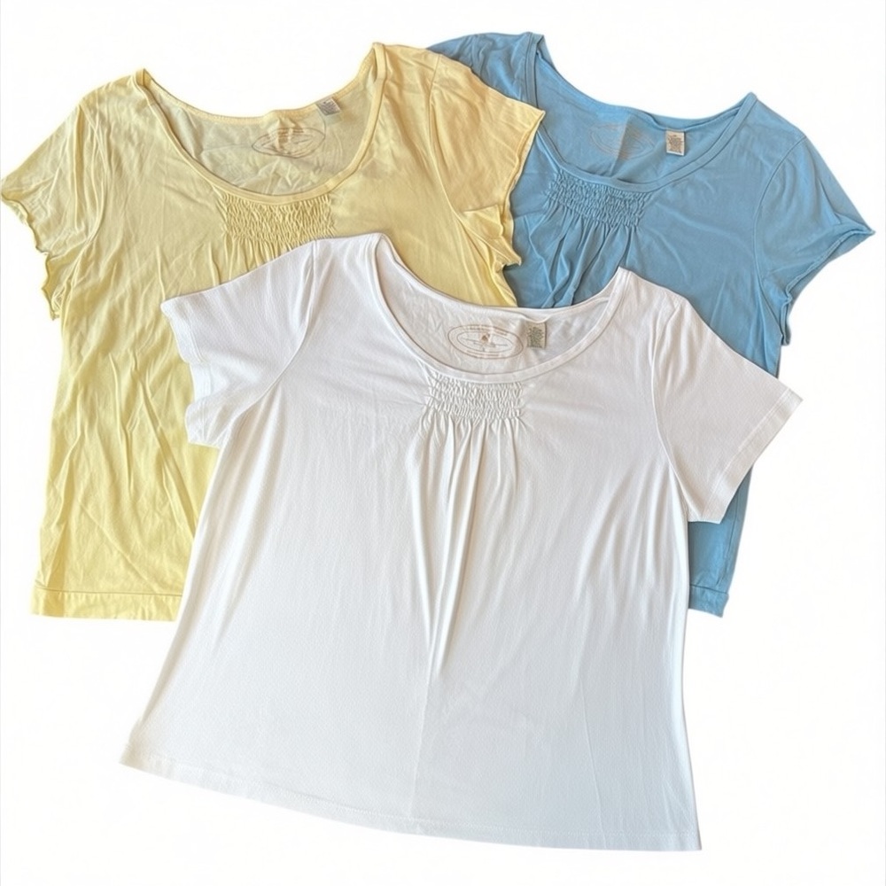 Three! Caribbean Joe Women’s Smocked Knit Short Sleeve Tops Bundle Size 2X 3 Top